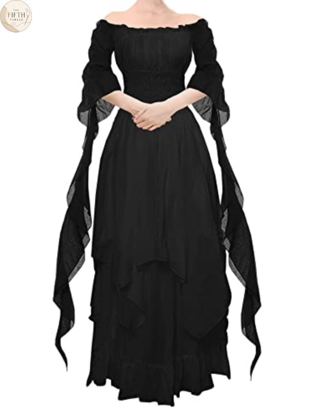 Victorian Renaissance Dress Puff Sleeve Off Shoulder Ruffle Medieval Costume